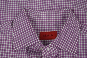Isaia-Pink-White-Plaid-Gingham-Check-Spread-Collar-Cotton-Dress-Shirt-Sz-16-5