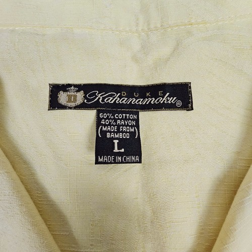 Duke Kahanamoku Hawaiian Shirt Mens L Rayon Bamboo Floral Textured Button Up - Picture 3 of 8