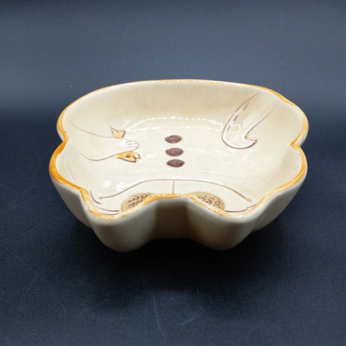 Smiling Cat w/Fish Shaped Ceramic Trinket Dish 8 3/4" x 7 1/4" - Picture 5 of 8