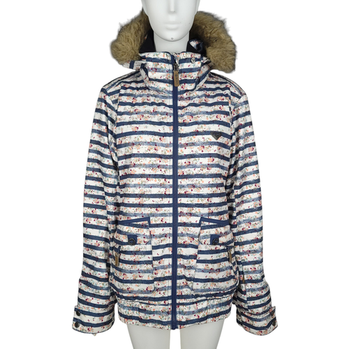 ROXY Torah Bright Liberty Jacket Women's M Slim Fit 8K Striped Floral Hooded - Picture 1 of 13