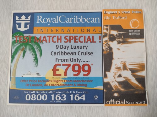 2000 Cricket Scorecard England v West Indies, 3rd to 7th August with Ticket - Picture 6 of 10