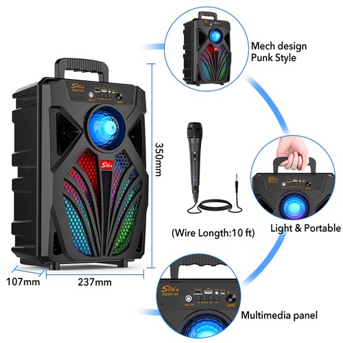 Portable TWS Bluetooth Speaker 8" Heavy Bass Subwoofer Wireless Stereo FM Radio - Picture 13 of 17