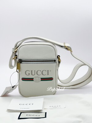 【GUCCI】CROSSBODY BAG NEW Authentic Gucci Unisex Logo Leather Crossbody Shoulder
