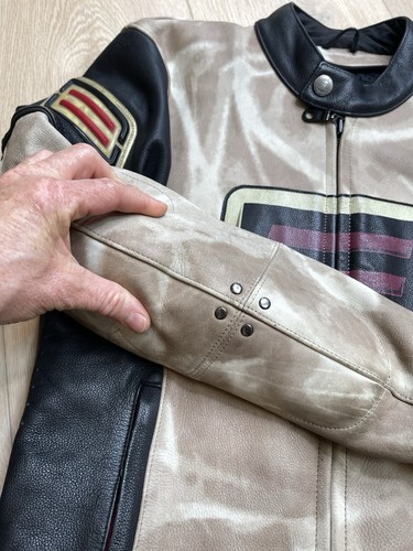 Original SHIFT Padded All Leather Motorcycle Jacket Street Racing Desert Camo Tan - Bild 15 von 24