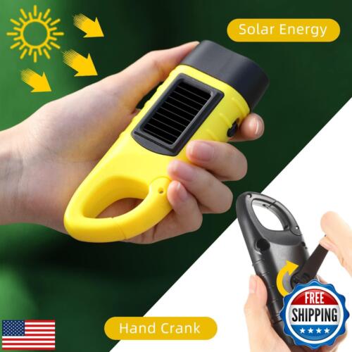 EKNBKE Hand Crank Solar Flashlight, Emergency Flashlight Hand Crank,Portable - Picture 2 of 5