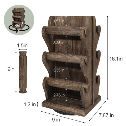 Wooden Rotating Bracelet Holder Display Jewelry Organizers Storage Stand Brown - Picture 2 of 7