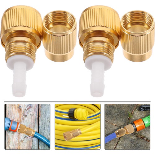 2 Pcs Aluminum Alloy Copper Plated Quick Joint Hose Connectors Garden Fittings - Picture 3 of 12