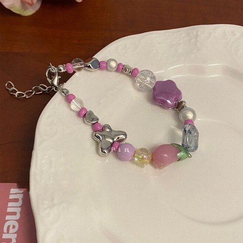Purple Eggplant Beaded Bracelets Ceramic Star Temperament Adjustable Jewelry - Picture 4 of 8