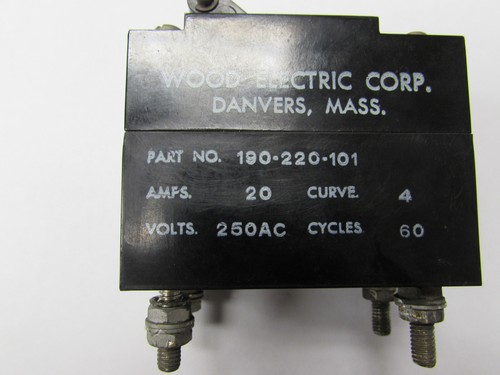 Wood Electric Corp. 190-220-101 Circuit Breaker 20A - Picture 2 of 5