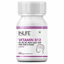  INLIFE Vitamin B12 1500mcg with B1, B5, B6, Alpha Lipoic Acid ALA, 60 TABLET