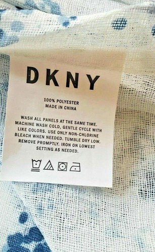 4 Dkny Promenade White Blue Gray Rod Pocket SHEER Window Curtains Panels 50 84" - Picture 7 of 9