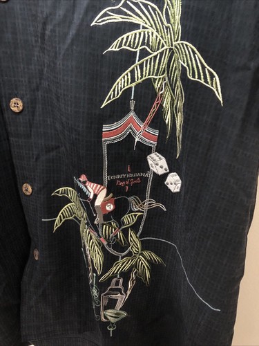 Tommy Bahama Silk Hawaiian Embroidered Short Sleeve Button Down Shirt Size XL - 第 5/13 張圖片