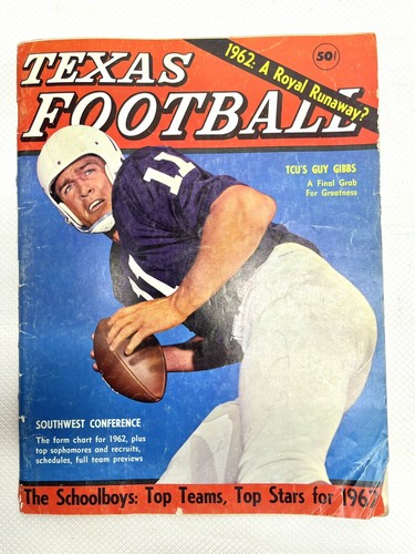 Revista anual de fútbol americano Dave Campbell's Texas 1962 TCU Guy Gibbs Baylor Bears - Imagen 1 de 11
