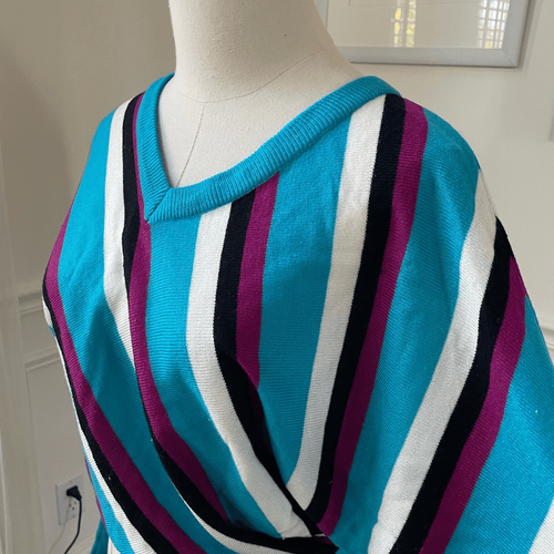 Vintage 80s Top Priority Teal Purple Dolman Sweater M - Picture 7 of 8