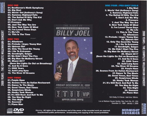 BILLY JOEL - 2000 AÑOS: EL CONCIERTO COMPLETO DEL MILENIO (3CD+1DVD) - Imagen 2 de 2