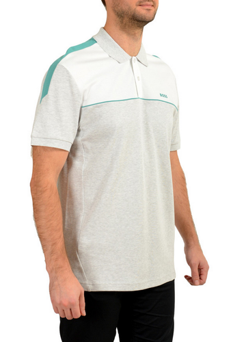 Hugo Boss Men's "Paule 1 99" Gray Slim Fit Short Sleeve Polo Shirt-M