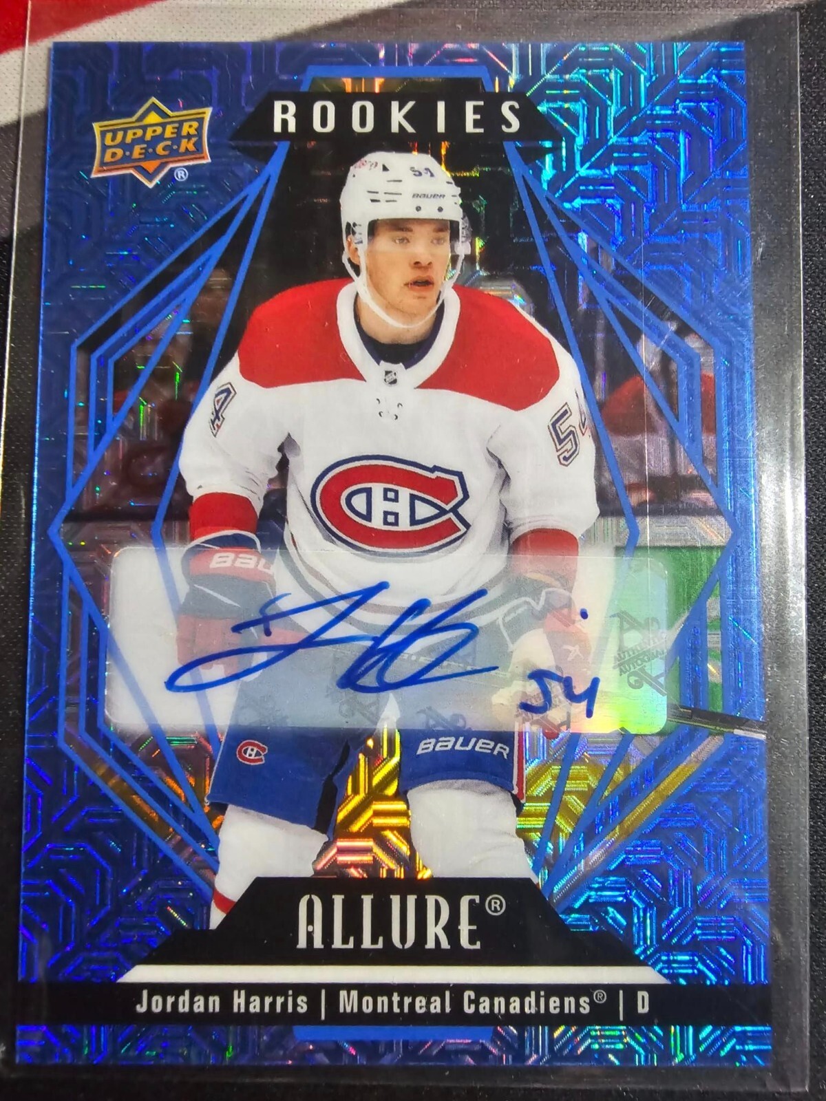 Jordan Harris 2022-23 Upper Deck UD Allure Blue Line Autograph Auto Rookie /35