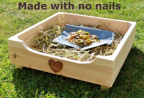 Forage Box Wooden With OR Without Hay Rack Rabbit/ Guinea Pig + food & treats - Picture 9 of 35