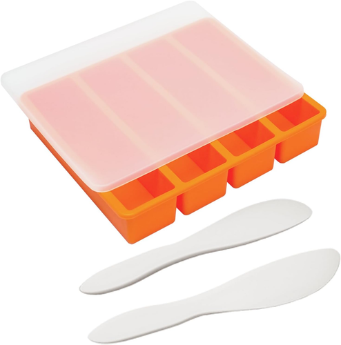 Stampi Burro Silicone con Coperchio Antiaderente 2 Spatole Fatto in Casa Freschezza Bloccati - Foto 9 di 11