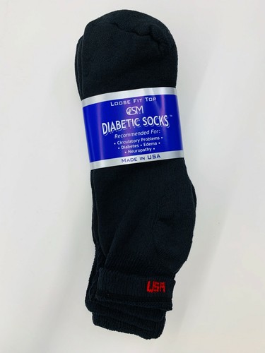 BEST QUALITY CRESWELL DIABETIC SOCKS WHITE BLACK ANKLE CREW ALL SIZE MADE IN USA - Picture 9 of 12