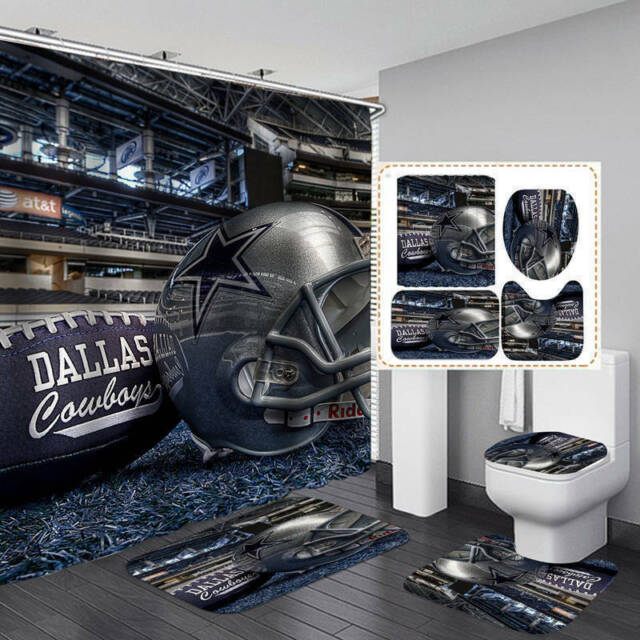 Dallas Cowboys Bathroom 4PCS Bath Mats Rug Shower Curtain Toilet Lid Cover Gifts Dallas Cowboys Bathroom 4PCS Bath Mats Rug Shower Curtain Toilet Lid Cover Gifts