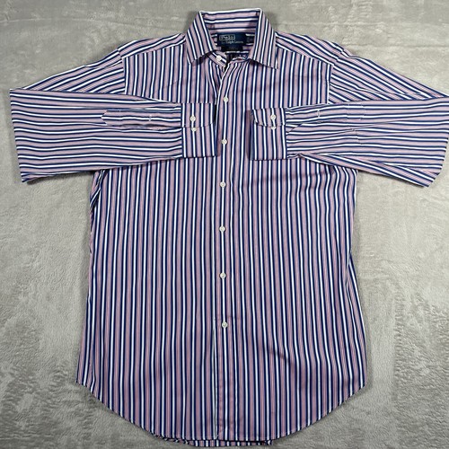 Polo Ralph Lauren Regent Calce Clásico Con Botones Para Hombre 15.5/M Rojo/Azul Rayas - Imagen 2 de 6