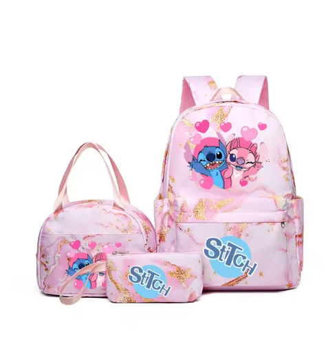 3Pcs Stitch Print Backpack Set, With Tote and Pouch, Large Capacity - Picture 3 of 26