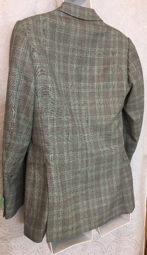Cesare Attolini Jacket Wool/silk Green And Black Stitch Trim 2 Button Size 39 - Picture 6 of 10