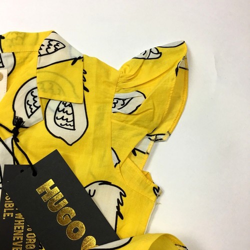 Hugo Loves Tiki Ruffled Play Suit Romper Organic Cotton Baby 0-3 Yellow NWT - Picture 6 of 10