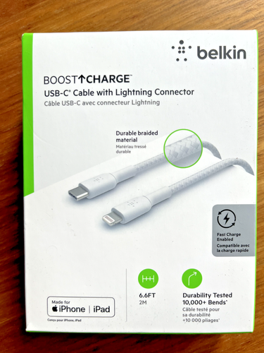 Kabel Belkin USB-C für iPhone 2m Weiß | Boost-Charge, Lighting, Braided Cord - 第 1/3 張圖片