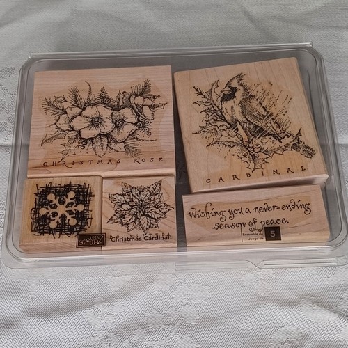 Stamping Up Weihnachten Kardinal Weihnachtsstern Gummi Holz Stempel 5er Set - Bild 1 von 3