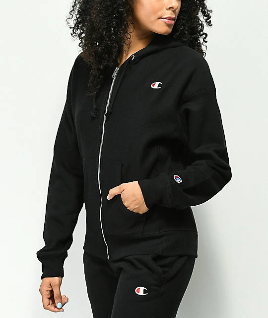 NEW CHAMPION BLACK REVERSE WEAVE ZIP-UP HOODIE SWEATSHIRT SZ EXTRA eBay