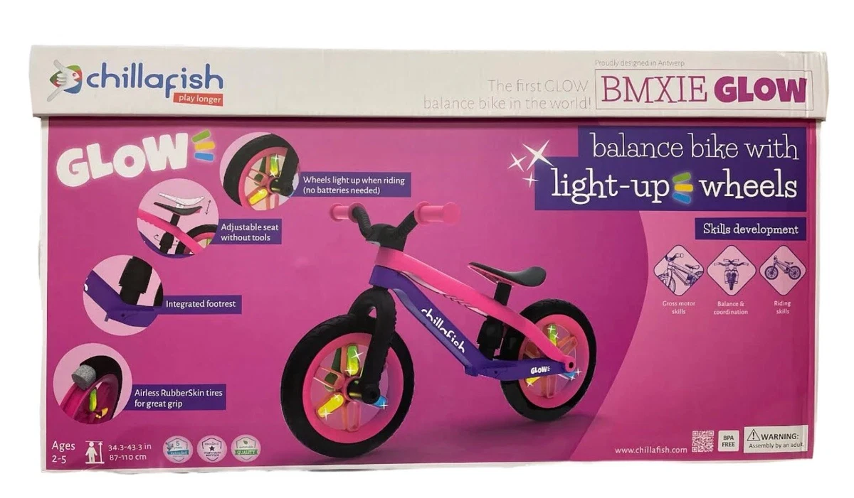 BMXie GLOW Lightweight Balance Bike with Light Up Wheels Pink eBay