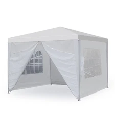 10 X 10 Wedding Party Tent Gazebo Canopy w/ 4 Removable Sidewalls Outdoor White