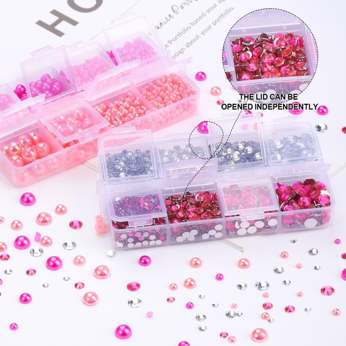 4298Pcs Blue Red Pearls Rhinestones for Crafts Mixed Size 3mm-8mm AB Color Ro... - Picture 6 of 9
