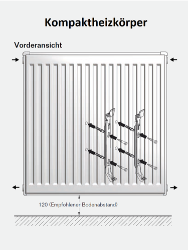 Buderus Kompakt Heizkörper Flachheizkörper Höhe 30 40 50 60 und 90cm mit Halter - Afbeelding 1 van 19