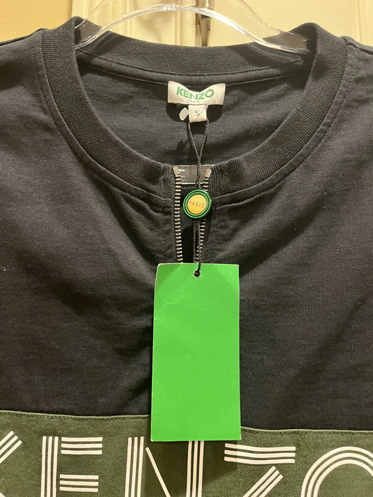 T shirt abito midi Kenzo Paris verde nero manica corta taglia S nuova righe rugby