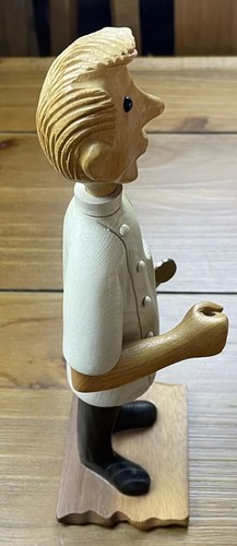 Wood Figurine Dentist With Mirror 11" Sculpture Made In Italy - Picture 4 of 9