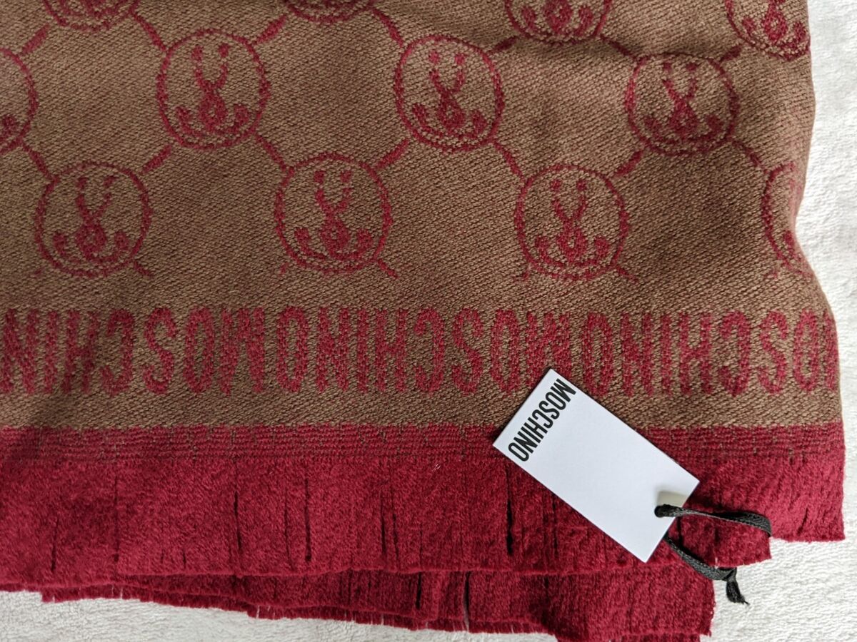 MOSCHINO ITALIAN DESIGNER LOGO THROW BLANKET 100 WOOL LUXURY 60 X 70 495