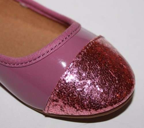 baby Gap NWT Girl 6 7 8 9  Rose Mauve Blush Pink Patent Ballet Flats Glitter Toe - Picture 6 of 6