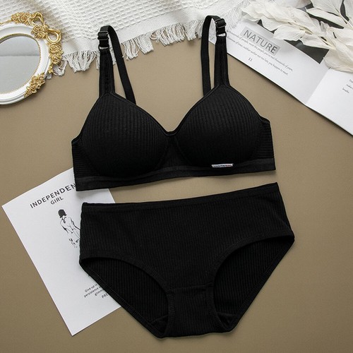 Ladies Bra Set Soft Cotton Brassiere Skin-friendly Panties Small Bra Lingerie bh - Picture 2 of 18