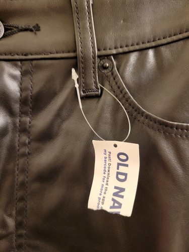 NWT Old Navy 10 OG Straight Black Pleather Pants High Rise Stretch - Picture 2 of 20