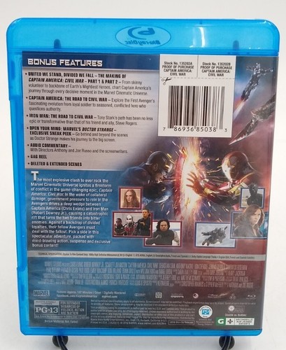 Captain America: Civil War (Blu-ray, 2016) (Iron Man, Spider-Man, Black Widow) - Picture 2 of 4