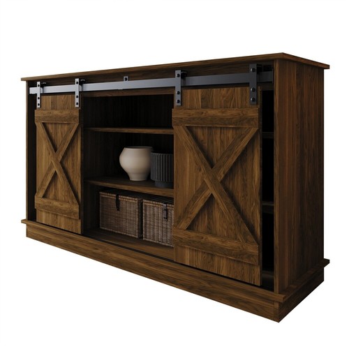 Vintage TV Stand Console TVs up to 65 inch Sliding Barn Doors Storage Unit New - Picture 5 of 7