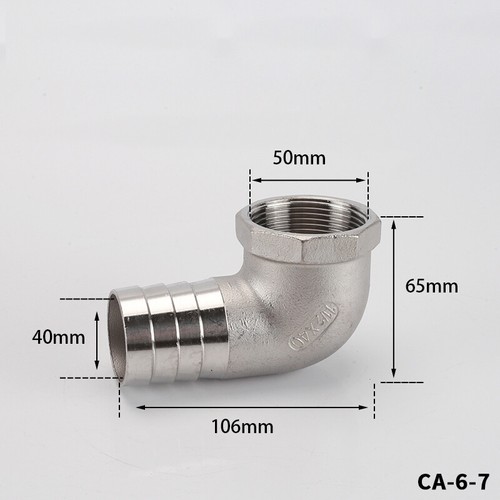 Gewinde 90° Winkel Schlauch Widerhaken Edelstahl Verschraubung Größe 1/4"-1"1/2 * 8mm - 40mm - Bild 8 von 29