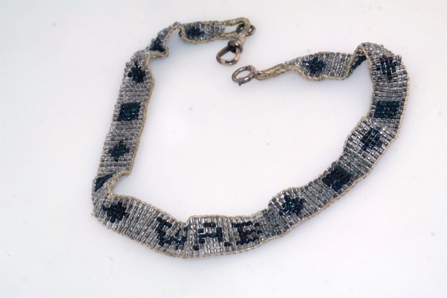 Deco Vintage WAR Micro Beaded Woven 11" Pocketwatch Watch Chain Deco Vintage WAR Micro Beaded Woven 11" Pocketwatch Watch Chain