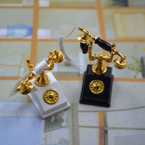 1:12 Old-Fashioned Rotary Phone Telephone w/Receiver Miniature Dollhouse Gift## - Picture 9 of 20