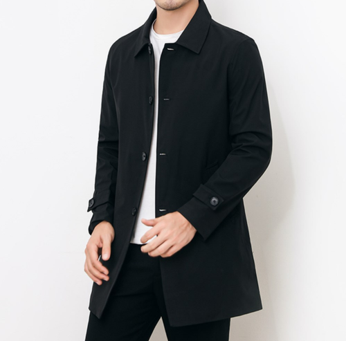 Chaqueta de longitud media para hombre gabardina abrigo formal abrigo ropa exterior informal cortavientos - Imagen 1 de 21