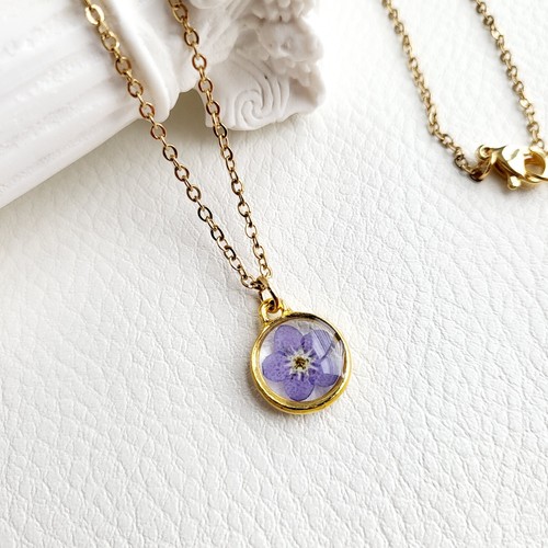 Forget Me Not Necklace, Handmade Resin Dried Flower Jewelry Gifts For Women - Picture 4 of 6