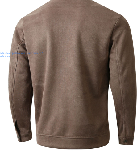Men's Faux Suede Jacket Casual Stand collar Coat Autumn Winter Workwear Jackets - Picture 17 of 22